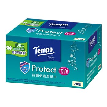 Tempo 抗菌倍護迷你濕巾小彩箱裝 8張 X 20包 X 6箱 Tempo 抗菌倍護迷你濕巾小彩箱裝 8張 X 20包 X 6箱