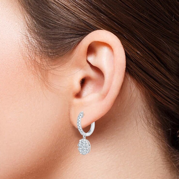 1.00 克拉 14K白K金 圓形鑽石耳環 VS2/I