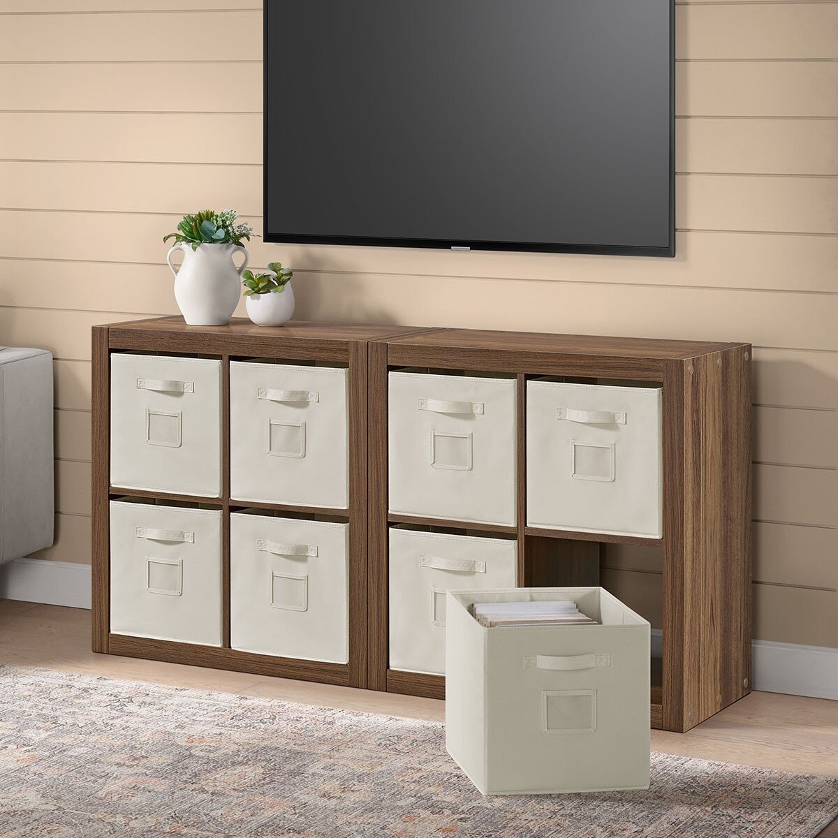 Bayside Furnishings 四格櫃2入 附8個儲物籃