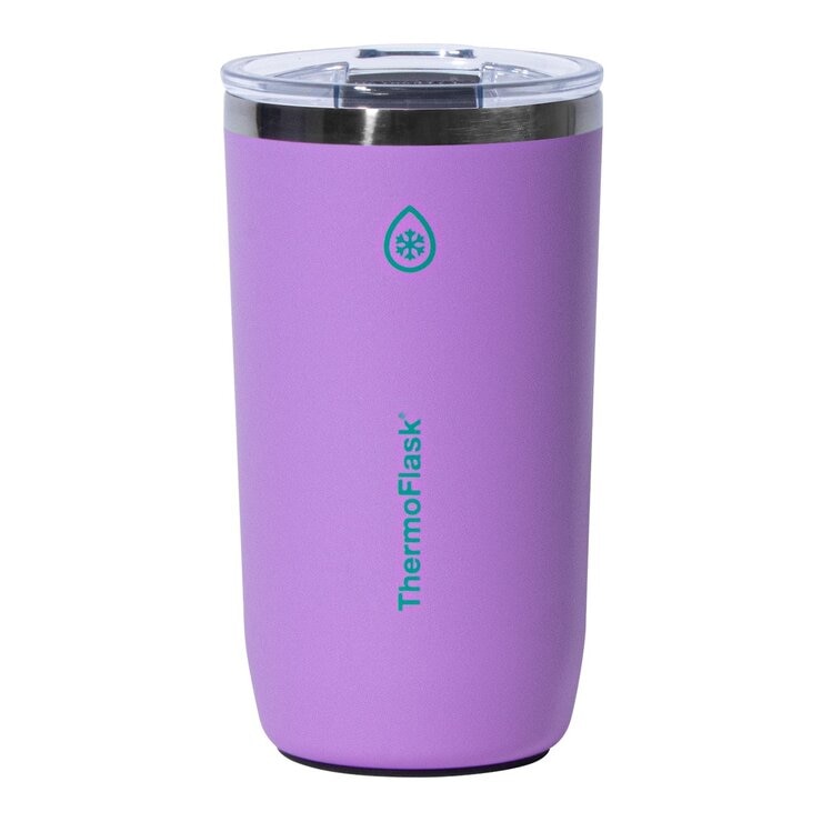 ThermoFlask 不鏽鋼保冷保溫馬克杯 474毫升 + 355毫升 紫 + 綠