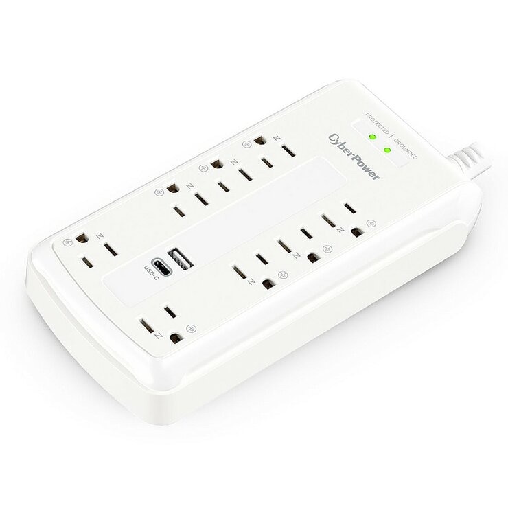 CyberPower 防突波 8 插座 2 USB 充電延長線