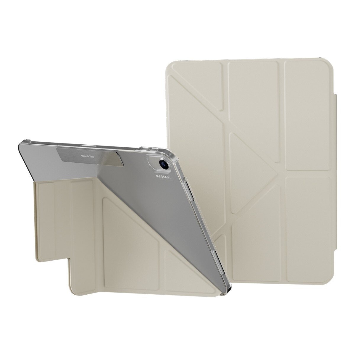 MAGEASY Facet 全方位支架透明背蓋保護套 2024 iPad Air 11吋 (2025[M3] / 2024[M2]) 星光白