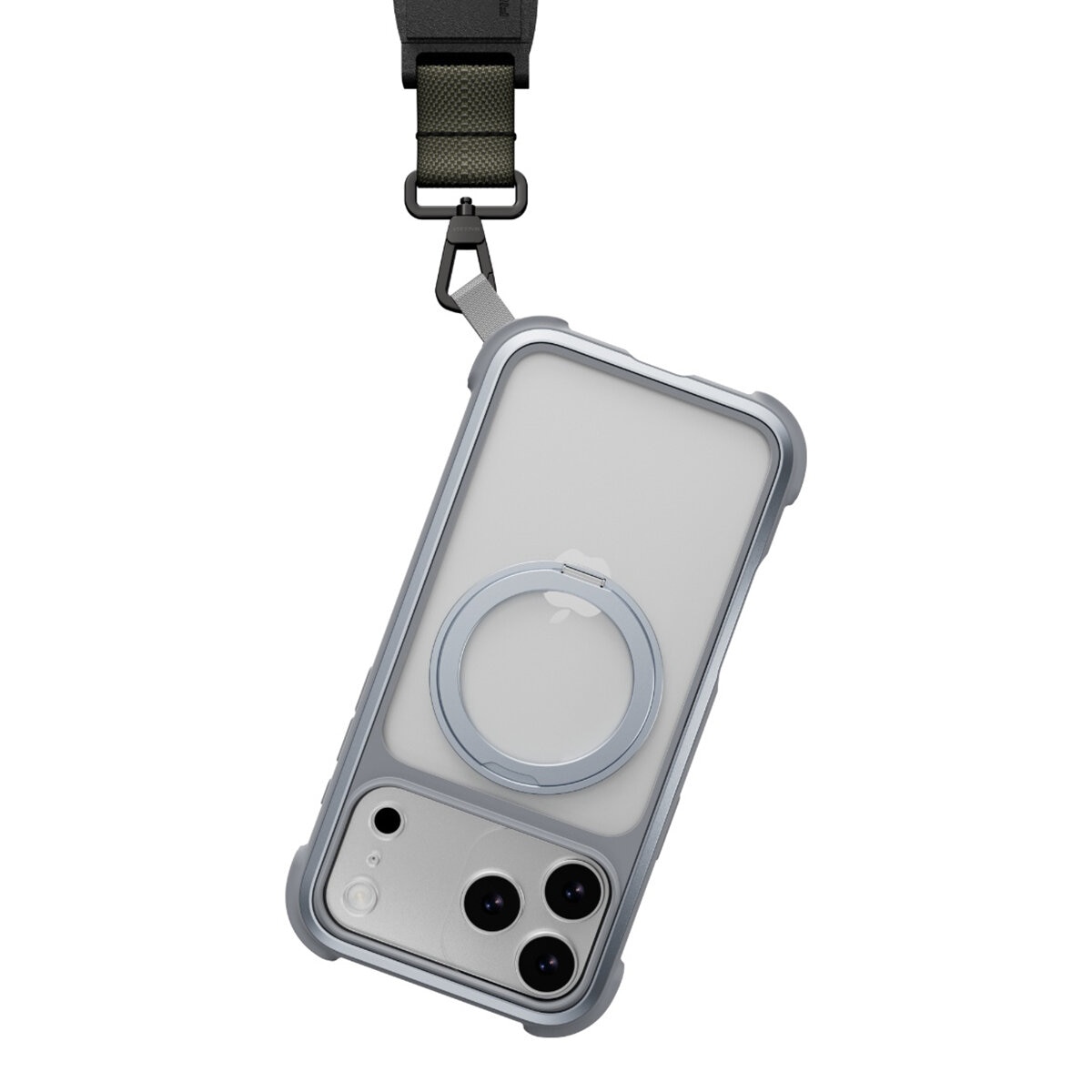 MAGEASY Odyssey Ultra M 終極防摔磁吸支架掛繩手機殼 iPhone 17 Pro Max(迷霧/岩石灰) + 鏡頭保護貼Lenz(午夜) + Vetro 9H 鋼化玻璃保護膜