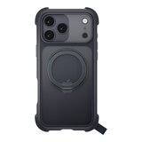 MAGEASY Odyssey Stand M 超軍規防摔磁吸支架手機殼 iPhone 17 Pro Max(皮革午夜) + 鏡頭保護貼Lenz 鈦合金(迷霧鈦) + Vetro 9H 鋼化玻璃保護膜