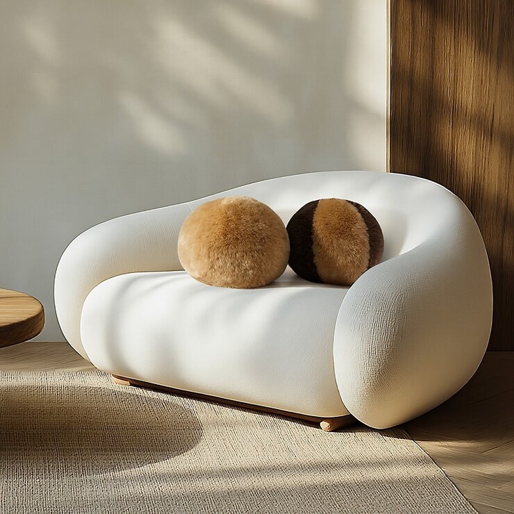 Mon Chateau 仿動物毛圓形抱枕 30公分 X 30公分 X 30公分