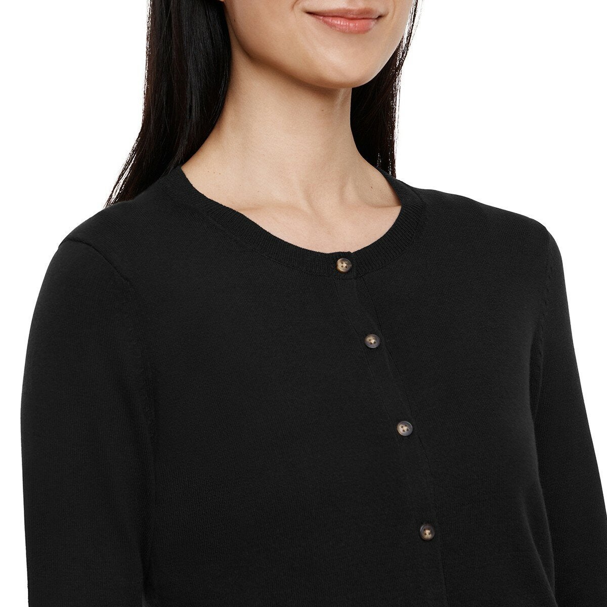 GAP 女圓領長袖開襟衫 黑 GAP 女圓領長袖開襟衫 黑