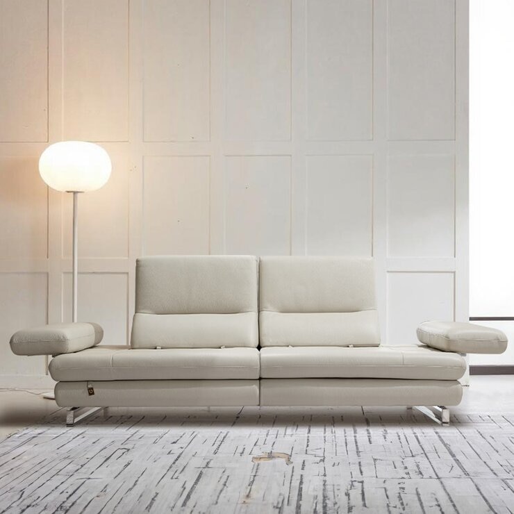 Duaning 全牛皮雙人座沙發 灰