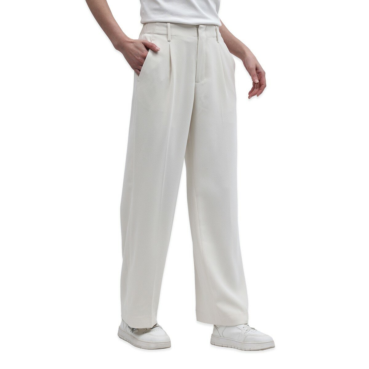 Advent 女寬直筒褲 白