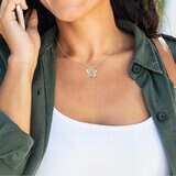 Honolulu Jewelry 0.05克拉 14K黃K金 雞蛋花造型鑽石項鍊 18英吋 3.2公克