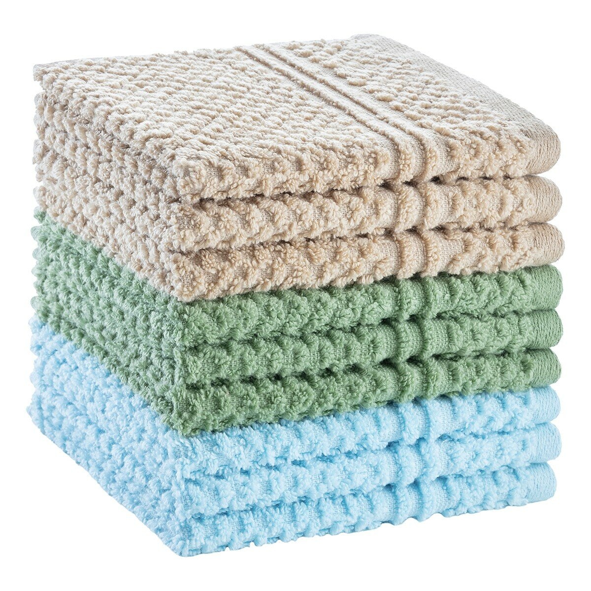 Grandeur 快乾方巾 9入組 33公分 X 33公分 金/綠/淺藍 Grandeur 快乾方巾 9入組 33公分 X 33公分 金/綠/淺藍