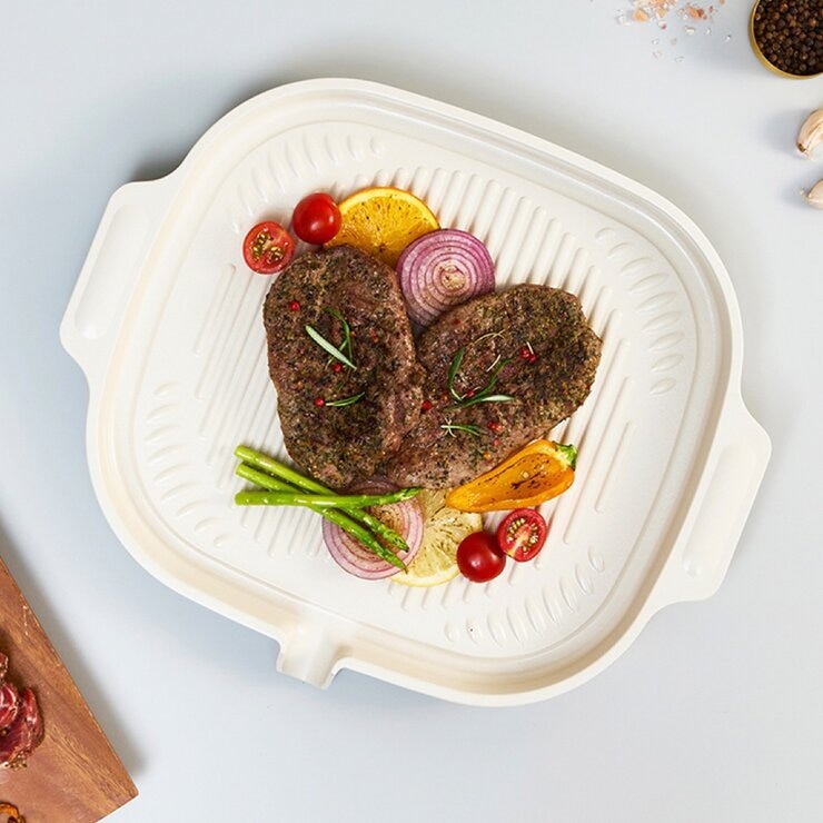 CHEFWAY 陶瓷不沾塗層萬用IH雙耳烤盤 32公分 象牙白