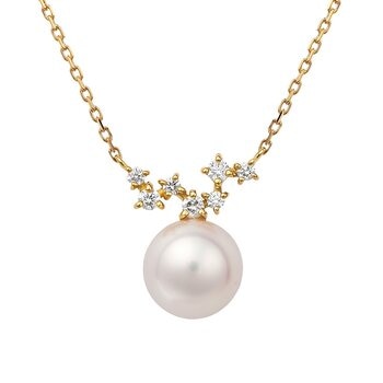 Tokyo Pearl 18K黃K金 7.0公釐 - 7.5公釐 Akoya 珍珠鑽石項鍊