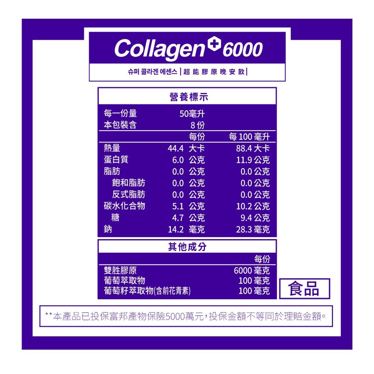 m2 美度 22 LAB 超能膠原晚安飲 50毫升 X 44包