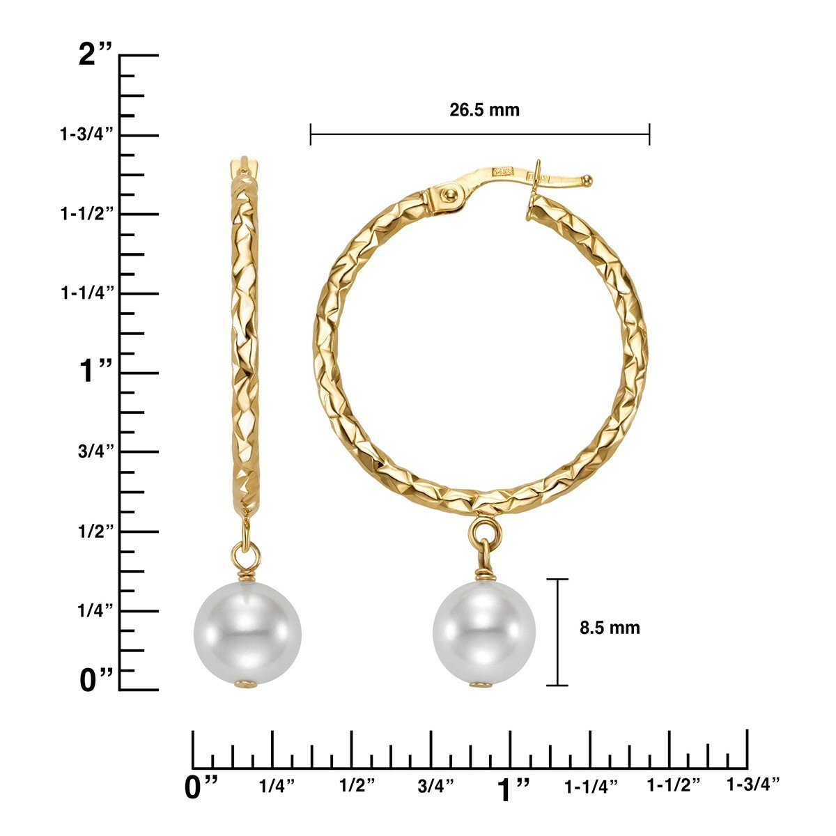 淡水珍珠耳環 14K黃K金 8公釐-8.5公釐