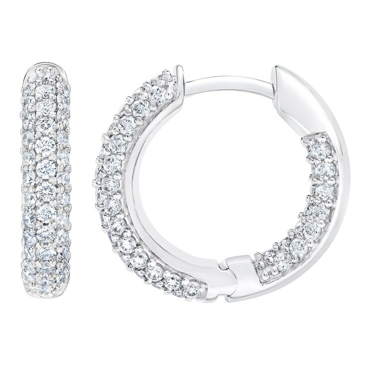 1.00克拉 14K白K金 圓形鑽石耳環 VS2/I