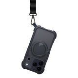 MAGEASY Odyssey Stand M 超軍規防摔磁吸支架手機殼 iPhone 17 Pro(皮革午夜) + 鏡頭保護貼Lenz(炫彩) + Vetro 9H 鋼化玻璃保護膜
