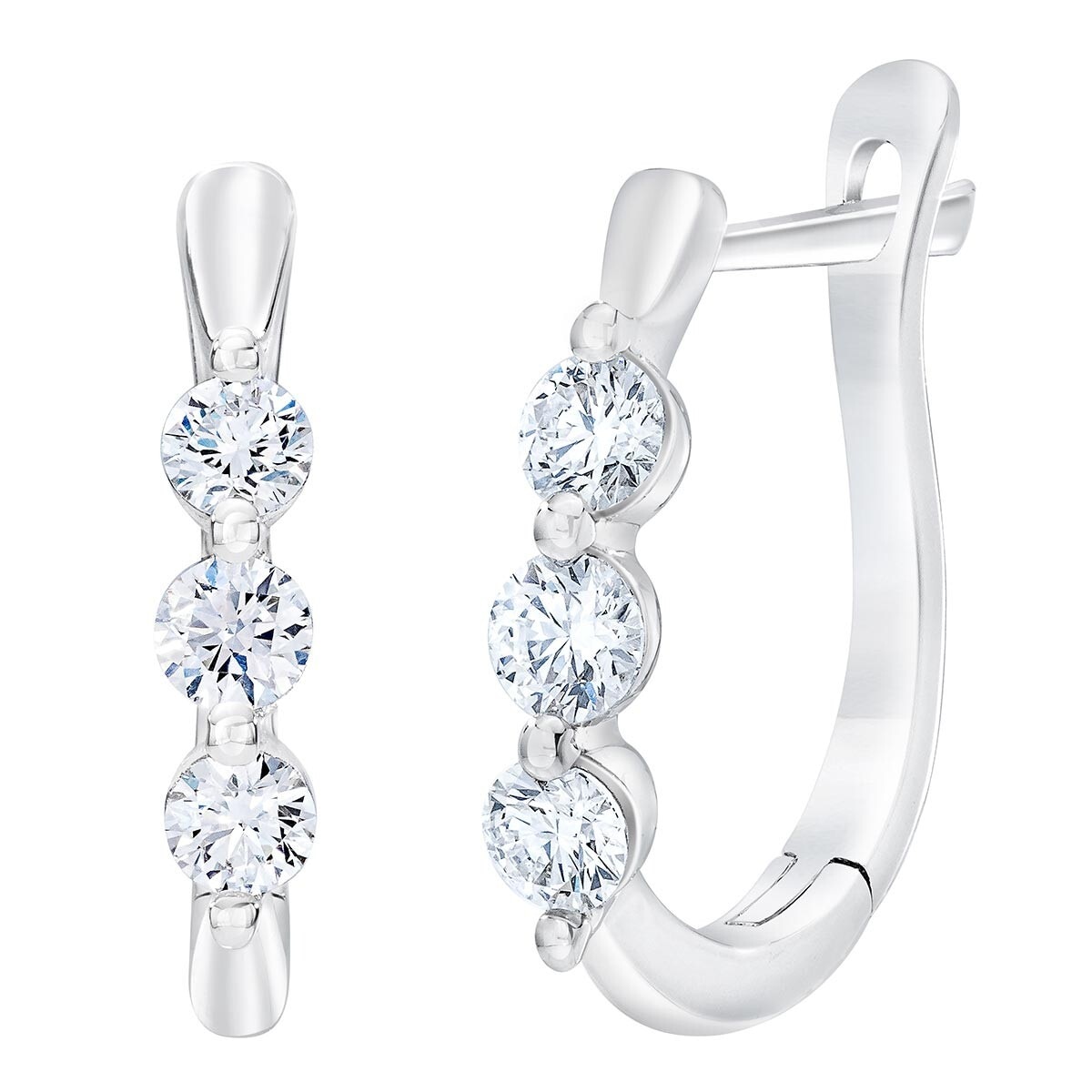 ต่างหูเพชรกลม 0.50 กะรัต ทองคำขาว 18K VS2/I