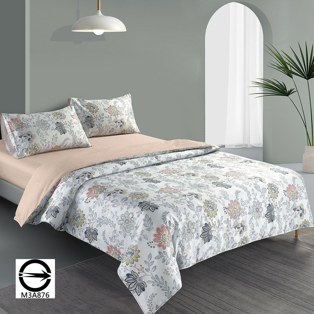 HOYACASA 300織純棉雙人床包兩用被套 4件組 152公分 X 190公分 花麓