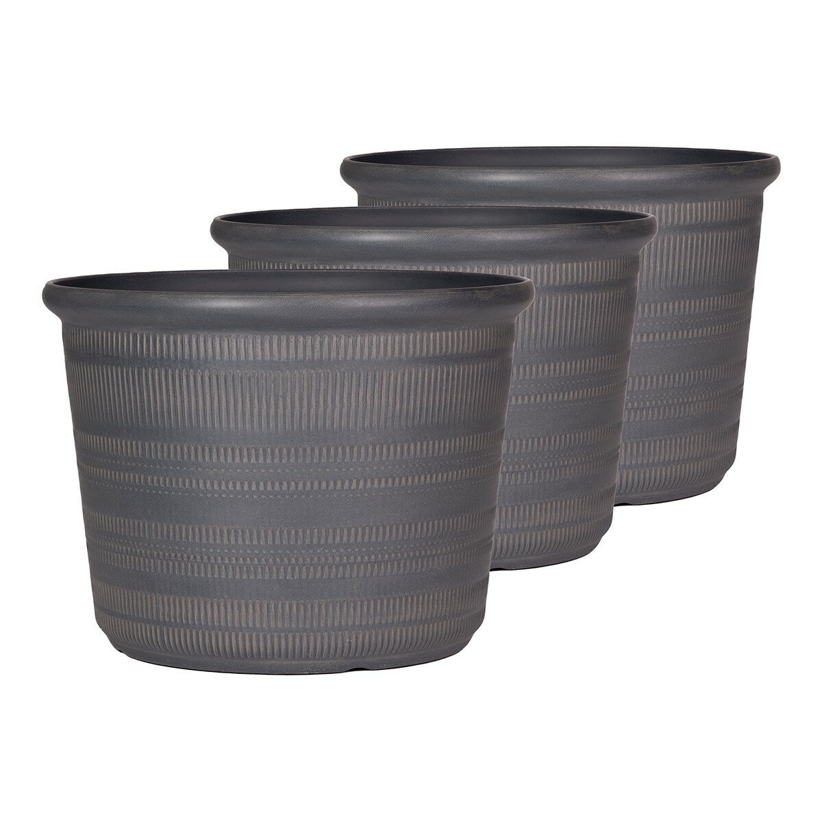 塑膠花盆 3件組 灰色