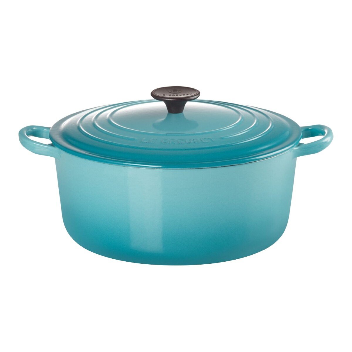 Le Creuset 雙耳圓形鑄鐵鍋 含電木頭鍋蓋 26公分 加勒比藍