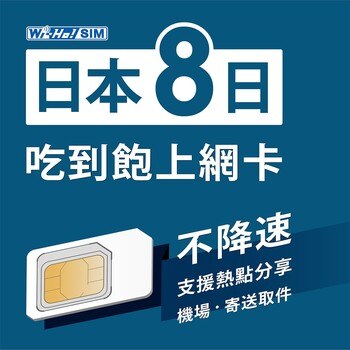 特樂通 Wi-Ho!日本8日吃到飽不降速 SIM 卡 特樂通 Wi-Ho!日本8日吃到飽不降速 SIM 卡