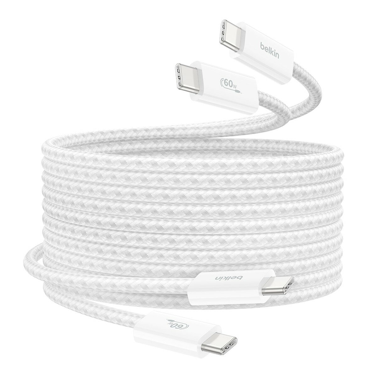 Belkin BoostCharge USB-C to USB-C 編織連接線 (60W 1.5米) 2入組 白 + Belkin BoostCharge Pro 雙USB-C 氮化鎵 充電器 (65W PPS) 2入組 迪士尼系列