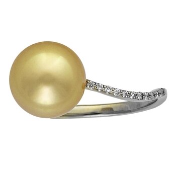 0.05克拉鑽石10.0公厘 - 11.0公厘 南海金珍珠戒指