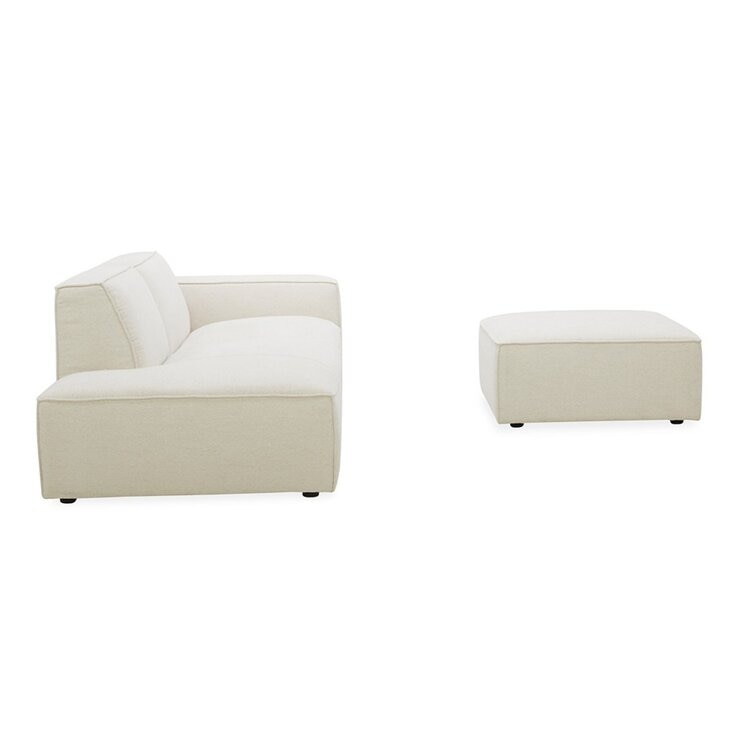 Aiden & Ivy 布面可移動式沙發附腳凳 米