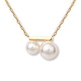 Tokyo Pearl 18K黃K金 4.5公釐 - 6.5公釐 Akoya 珍珠鑽石項鍊