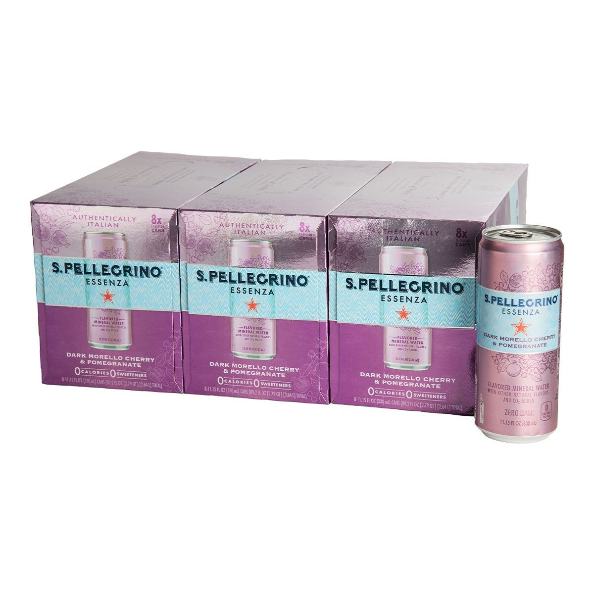 San Pellegrino 聖沛黎洛 零卡香氛氣泡飲 石榴櫻桃風味 330毫升 X 24罐