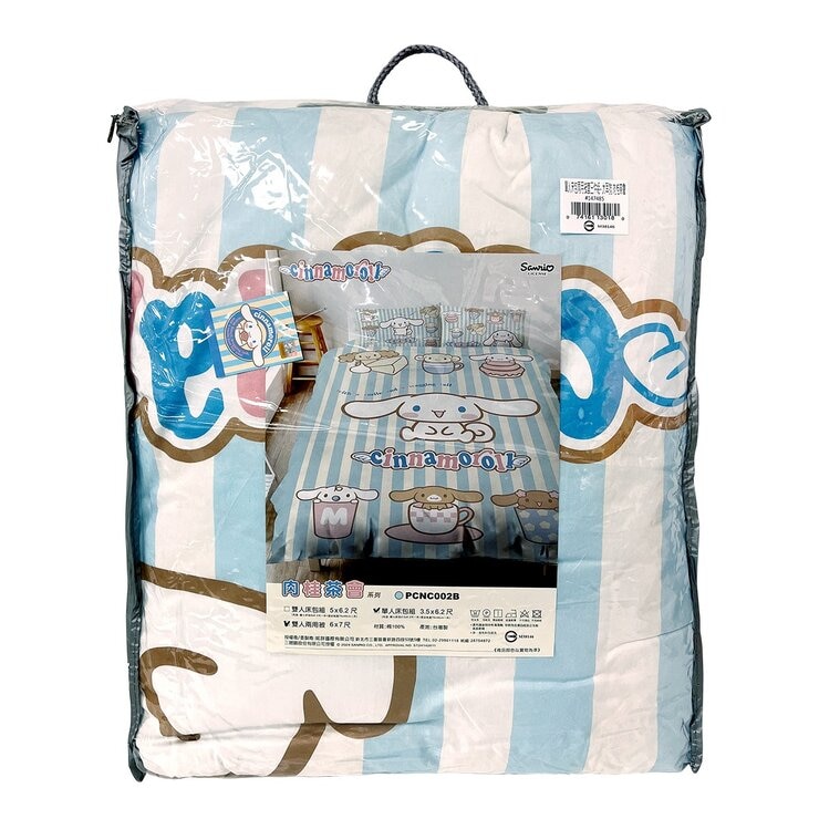 MIT 精梳棉單人床包 雙人兩用被套 3件組 大耳狗 肉桂茶會