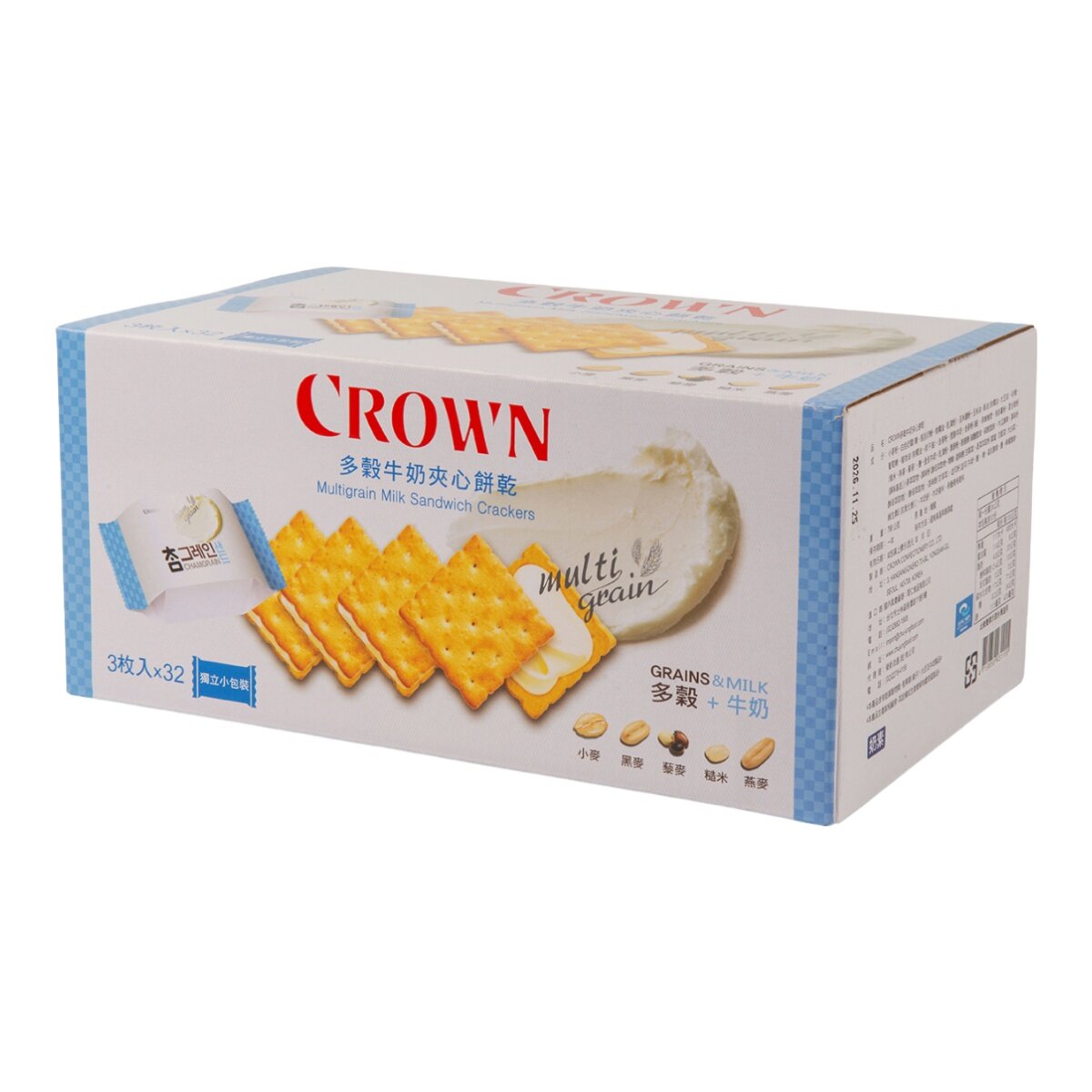 Crown 多穀牛奶夾心餅乾 24公克 X 32入
