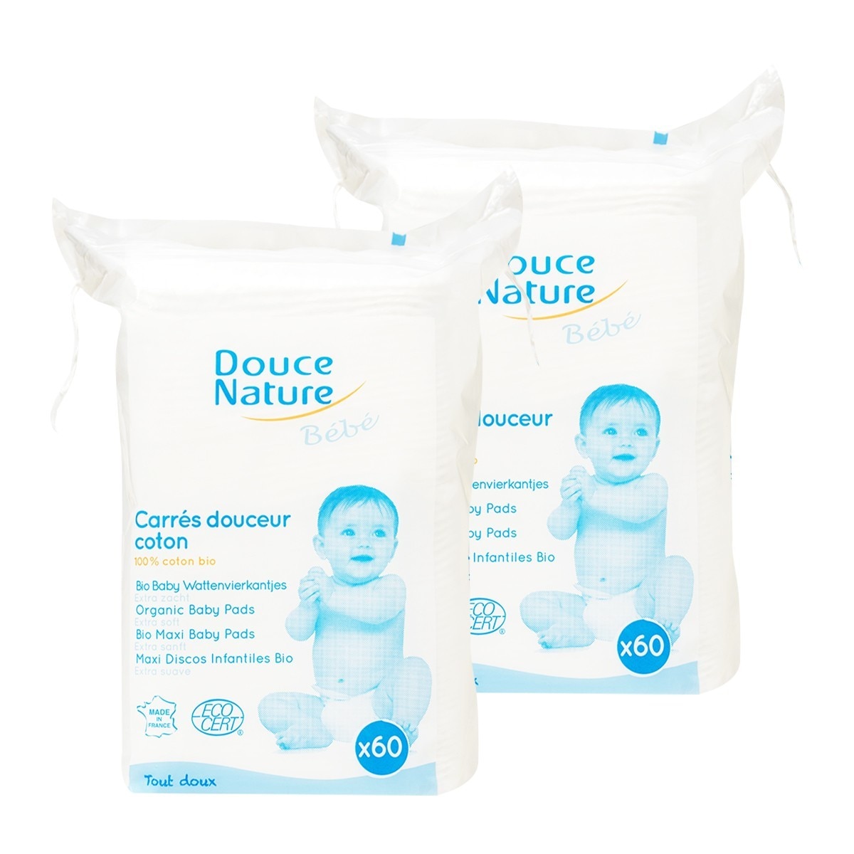 CARRE DOUCEUR BEBE COTON BIO X 60 DOUCE NATURE