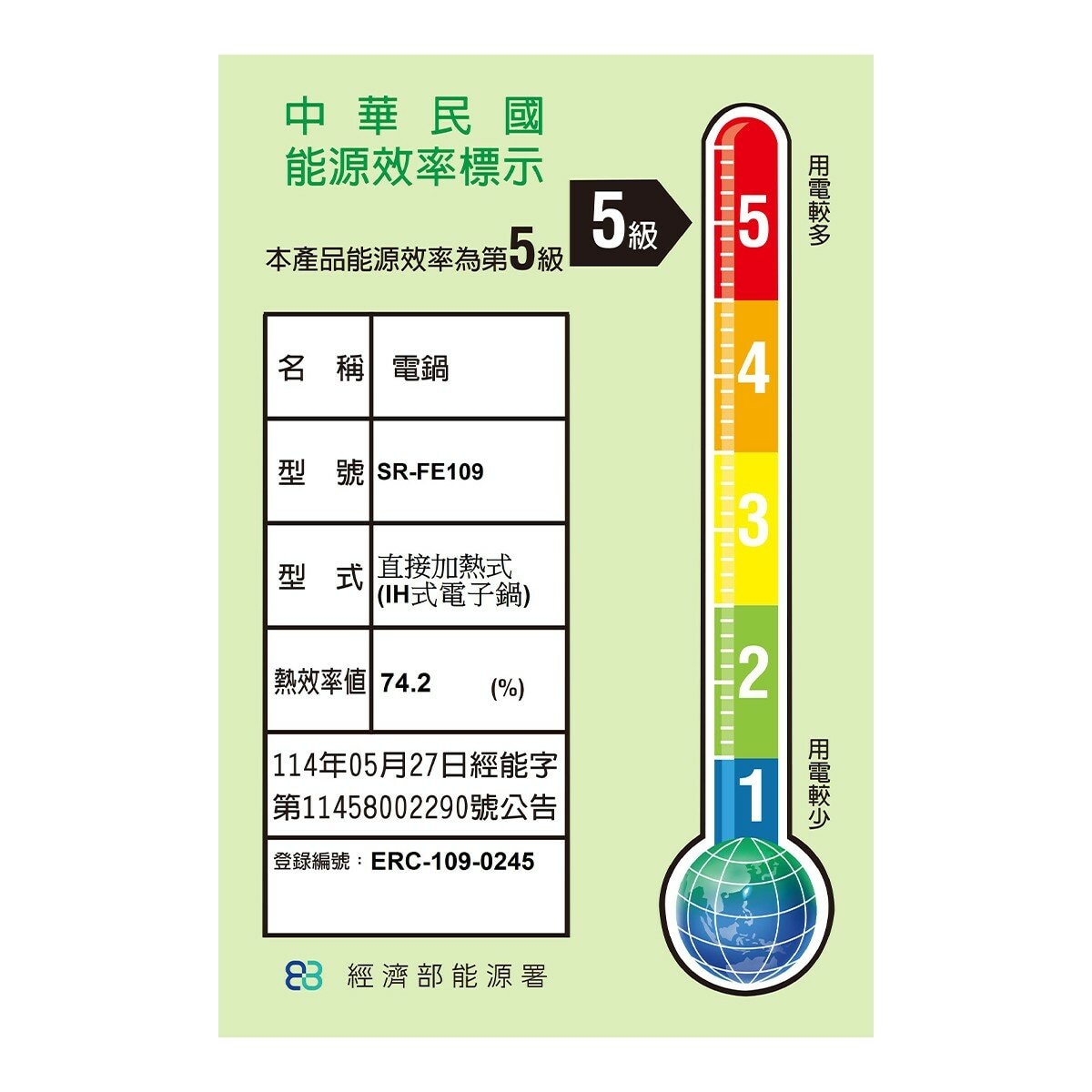 Panasonic IH 電子鍋 SR-FE109