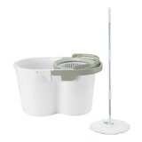 好神拖 環保手壓式洗脫雙效旋轉拖把組 附替換布盤 3入