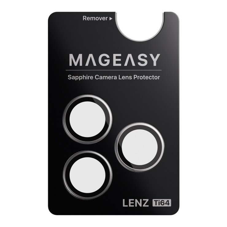 MAGEASY MagStand 360 M 磁吸旋轉支架防摔手機殼 iPhone 17 Pro Max(透明) + 鏡頭保護貼Lenz 鈦合金(鈦白) + Vetro 9H 鋼化玻璃保護膜