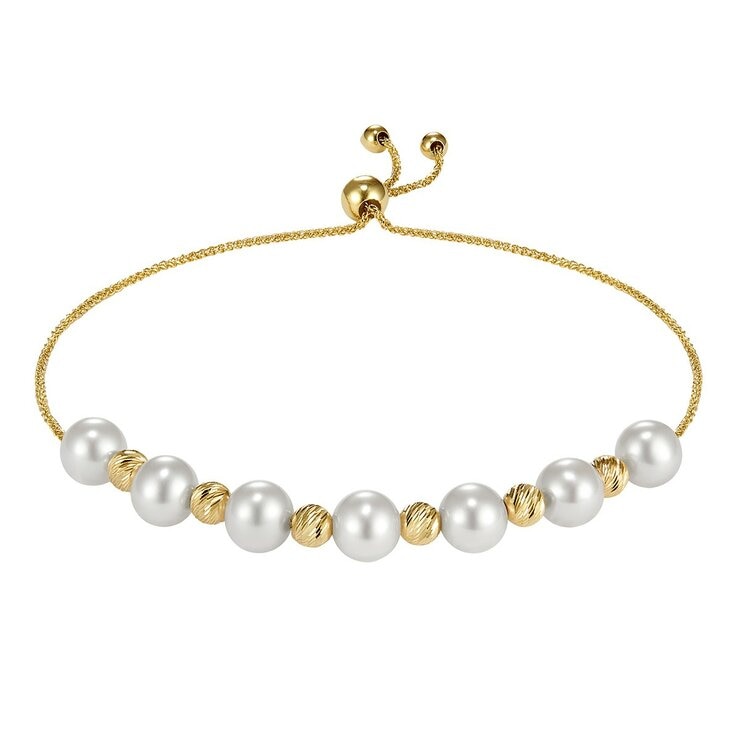 淡水珍珠手鍊 14K黃K金 6公釐-7公釐