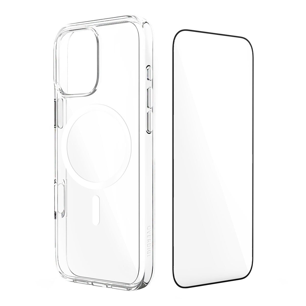 Vỏ trong suốt chống ố vàng và chống va đập OVERDIGI Aurora V3 với miếng dán bảo vệ màn hình kính cường lực toàn màn hình cho iPhone 16 Pro Max