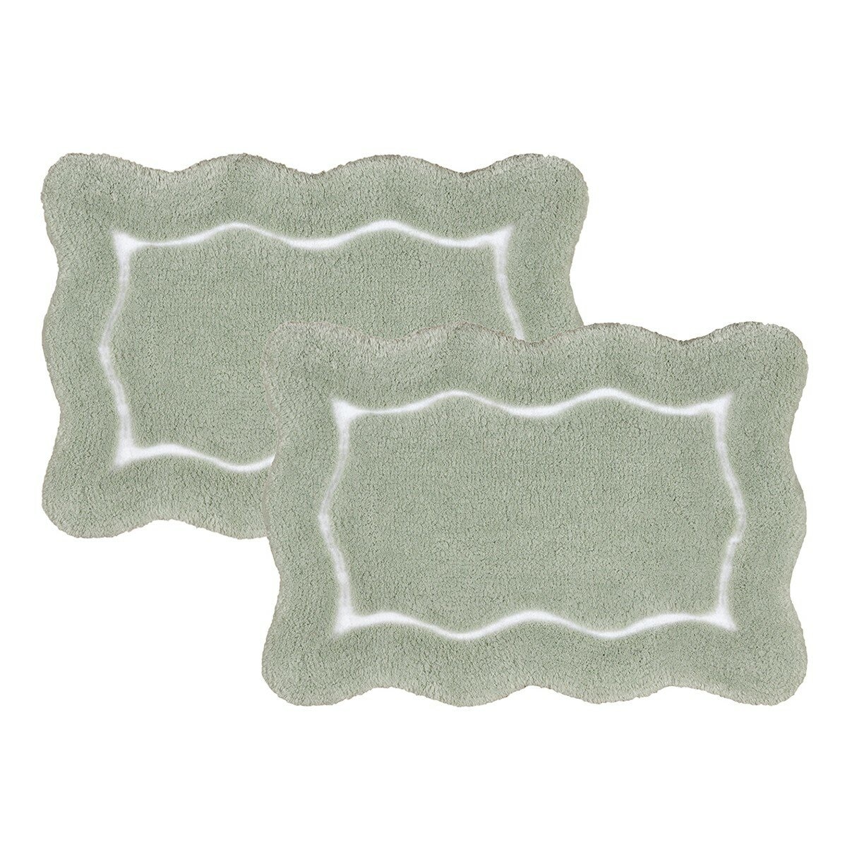 Riviera Home 花邊柔軟浴室地墊 2入 40公分 X 60公分 綠