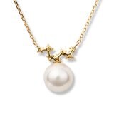 Tokyo Pearl 18K黃K金 7.0公釐 - 7.5公釐 Akoya 珍珠鑽石項鍊