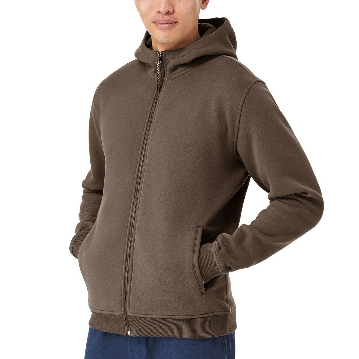 科克蘭 男連帽拉鍊外套 棕