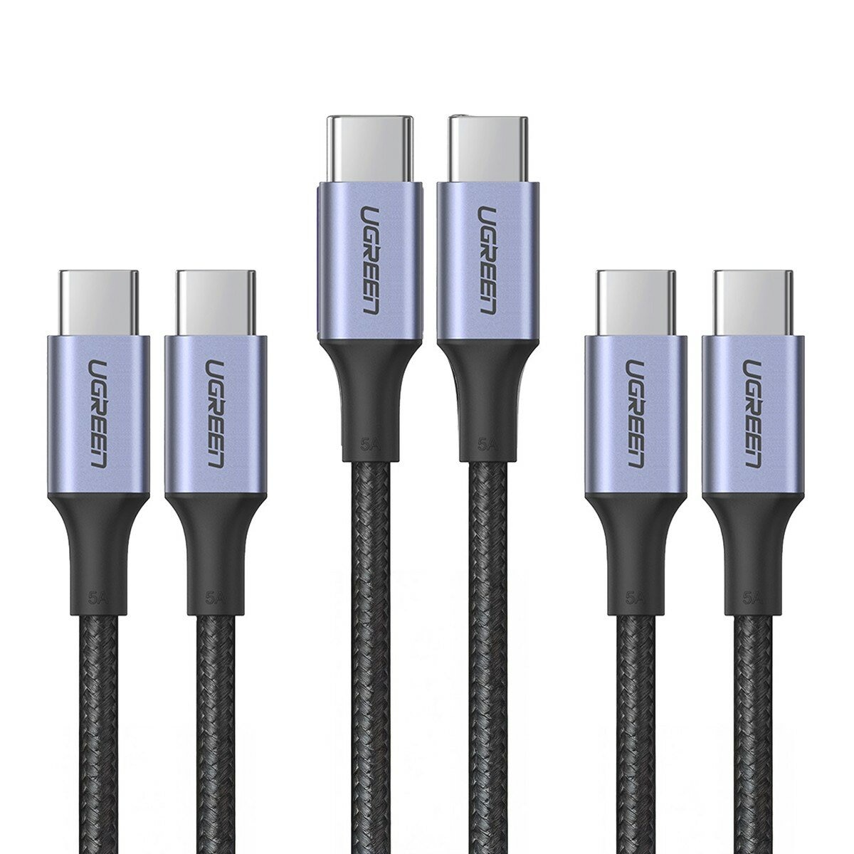 綠聯 Type-C 對 Type-C PD 100W 5A 快充傳輸線 金屬殼編織線 深空灰 (1.5公尺) 3件組 綠聯 Type-C 對 Type-C PD 100W 5A 快充傳輸線 金屬殼編織線 深空灰 (1.5公尺) 3件組