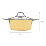 Edelkochen 不鏽鋼雙耳鍋具 含玻璃上蓋4件組 黃色