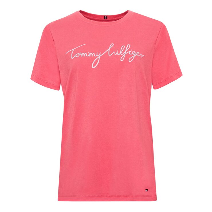 Tommy Hilfiger 女刺繡Logo短袖上衣 粉 Tommy Hilfiger 女刺繡Logo短袖上衣 粉