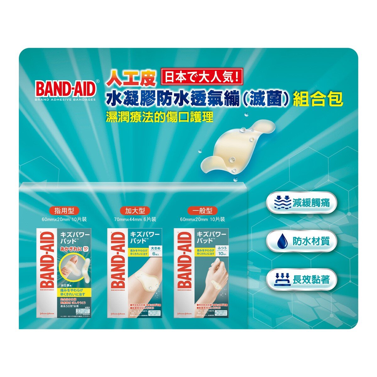 BAND-AID 水凝膠防水透氣繃 (滅菌) 組合包