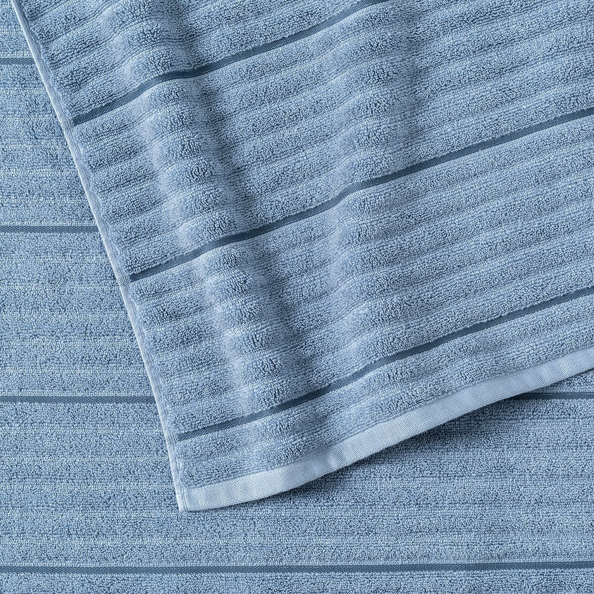 Welhome 波紋純棉浴巾 76公分 X 147公分 藍