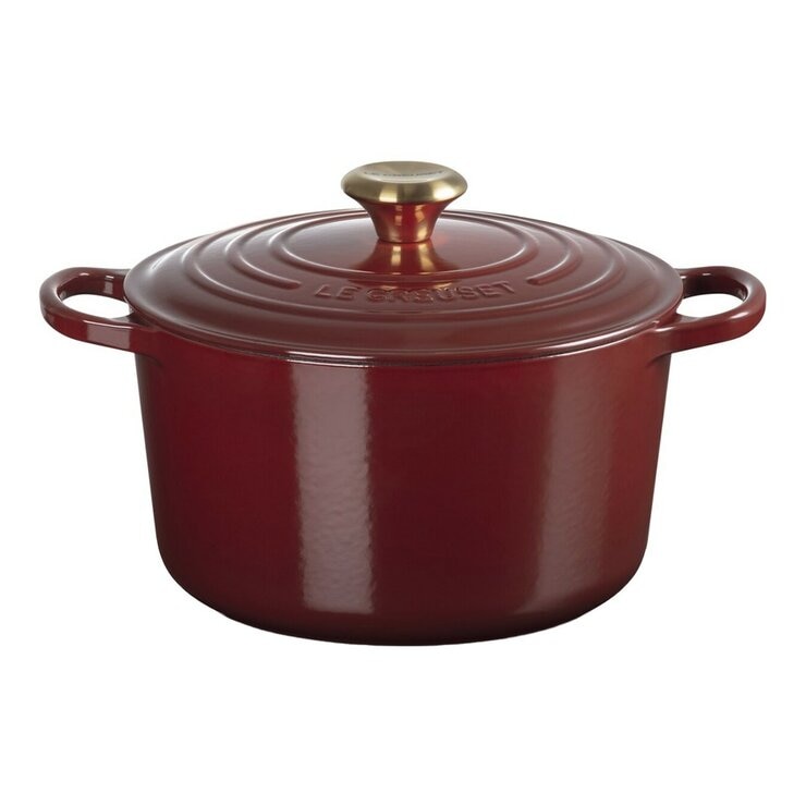 Le Creuset 雙耳圓形鑄鐵深圓鍋 含鋼頭鍋蓋 24公分