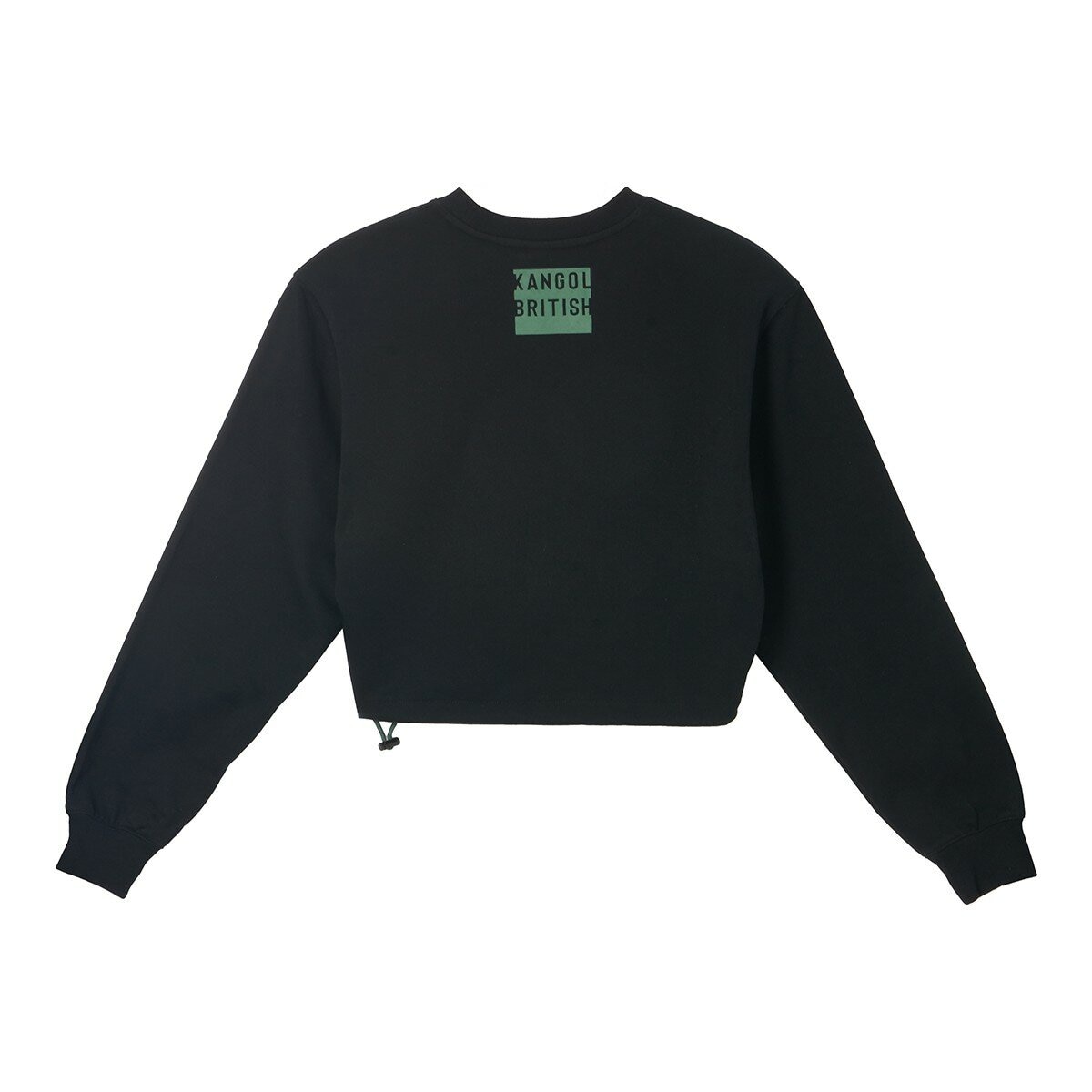 KANGOL 女長袖短版抽繩上衣 黑