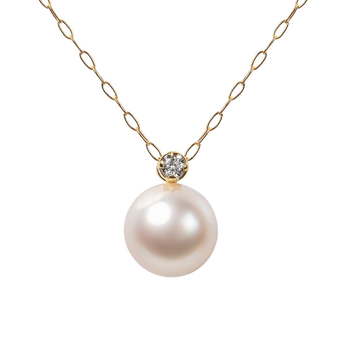 Tokyo Pearl 18K黃K金 7.0公釐 - 7.5公釐 Akoya 鑽石珍珠項鍊