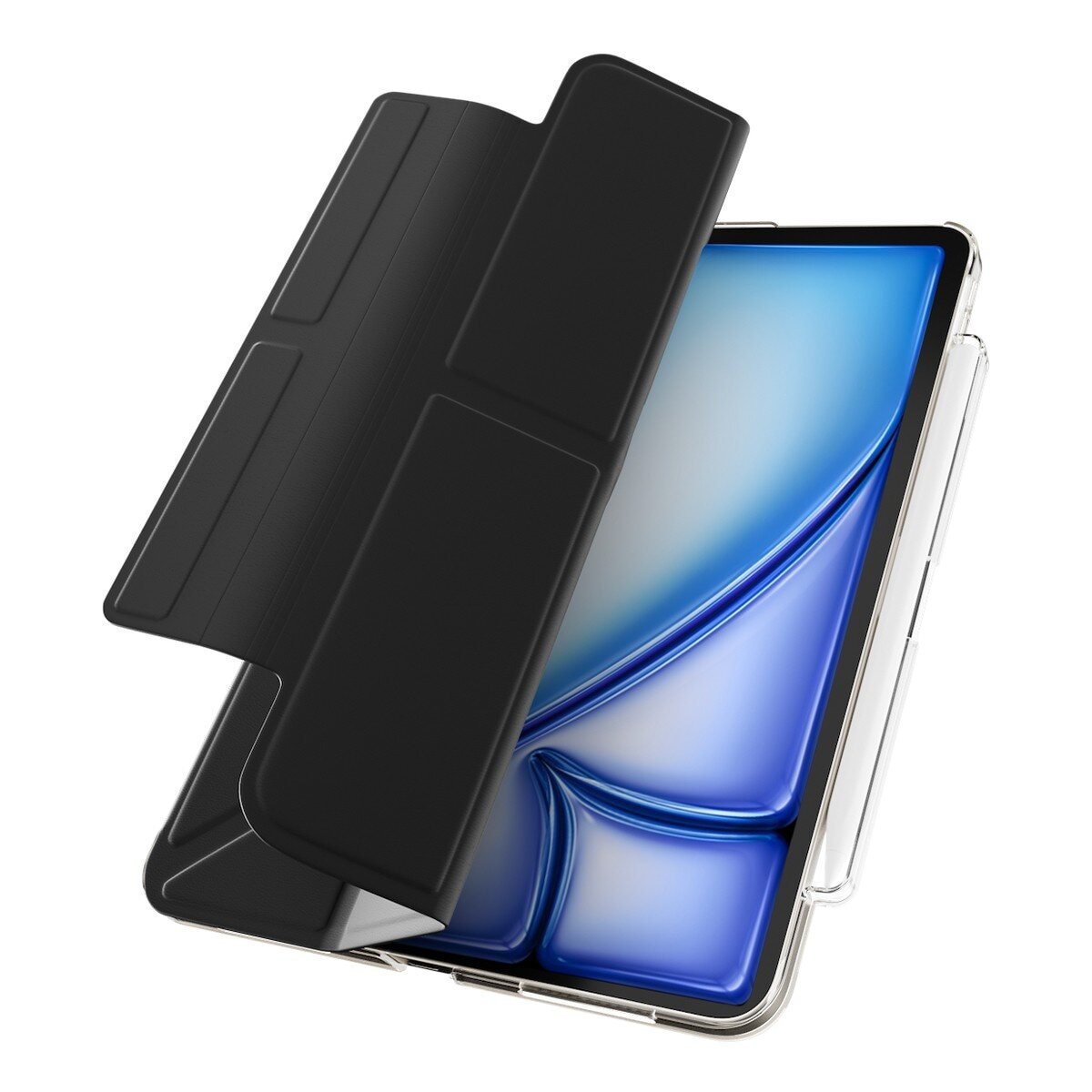 MAGEASY Facet 全方位支架透明背蓋保護套 (筆槽款) 適用於 2022 - 2020 10.9 / 11 /2024 Air 黑